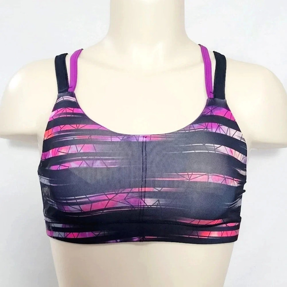 SMALL Champion C9 N9629 Strappy Back Wire Free Sports Bra Pink Stripe NWT New wi - Picture 2 of 9